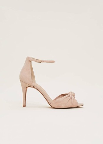 Phase Eight Nude Suede Open Toe Heels Beige USA | 7490168-OI